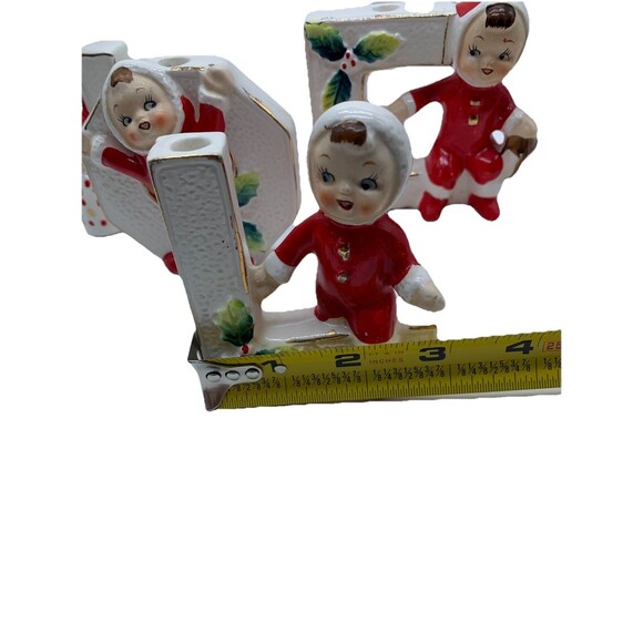 Vintage LIPPER & MANN Japan Ceramic Christmas Santa NOEL Candleholders MCM 1950s - Picture 15 of 16